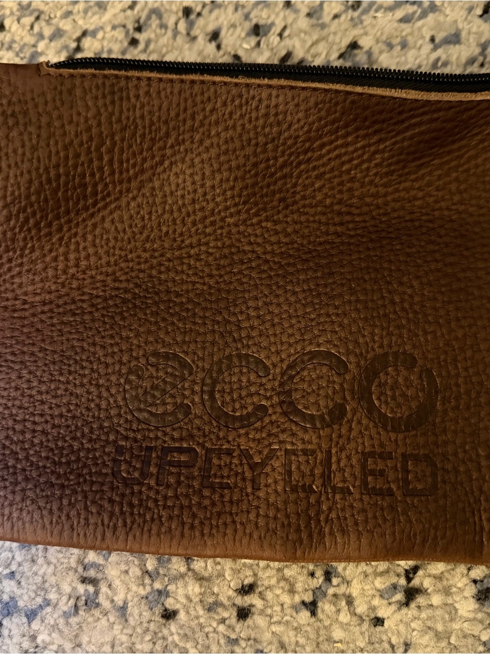 Ecco Brown Pebbled Leather Toiletry Pouch